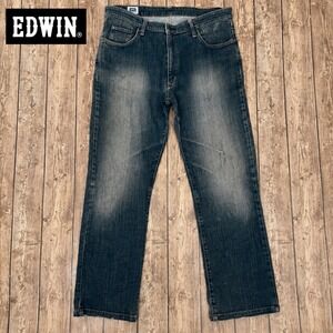 Edwin 404 Flex Mens Jeans 36x29 Blue Straight Leg Made in Japan Denim F404